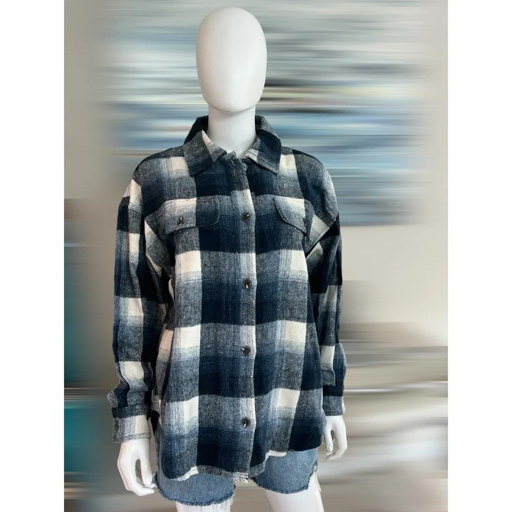 EIGHTY THREADS blues part wool shacket S M L - Picture 5 of 10